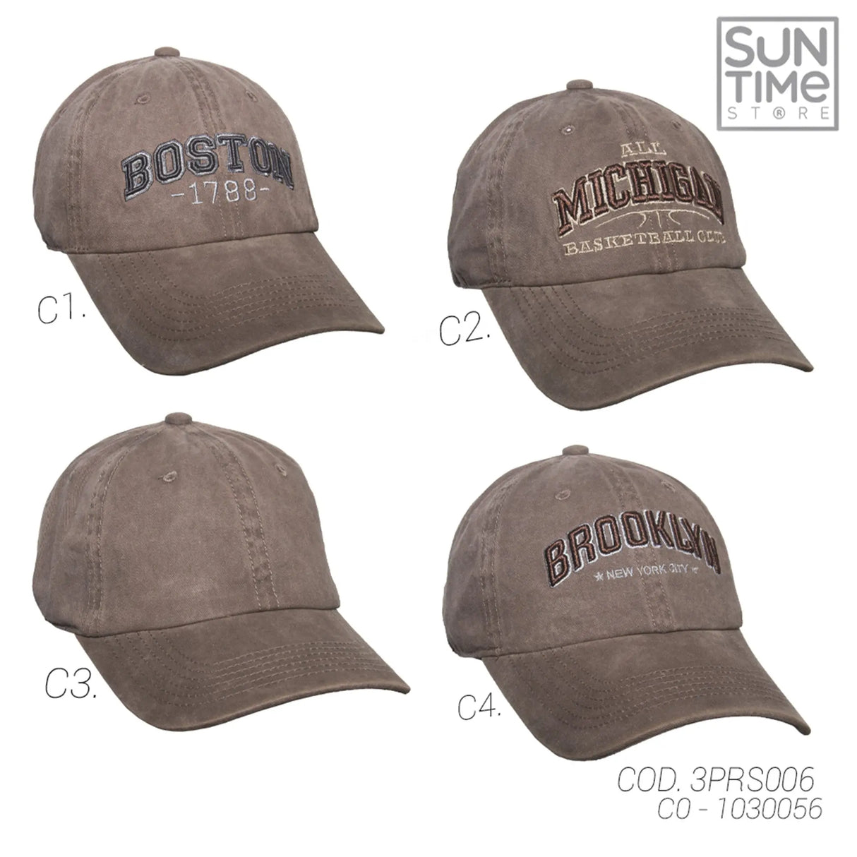 GORRA PRELAVADA UNISEX 3PRS006 SUNTIME MARRON SPORT 1030056 SUNTIME