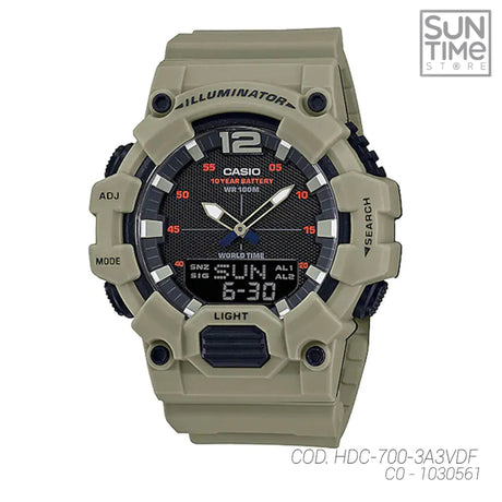 RELOJ ANALOGICO HOMBRE HDC-700-3A3VDF CASIO BEIGE SPORT 1030561 CASIO