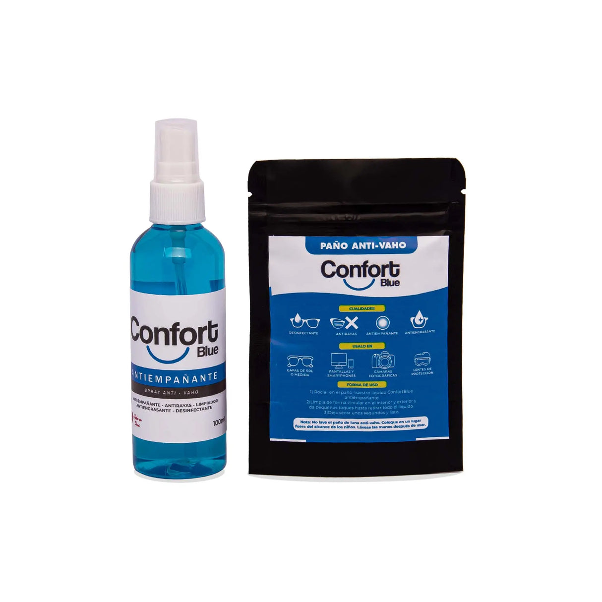 SOLUCIÓN KIT LIMPIADOR ANTIEMPAÑANTE 6Y013 CONFORTBLUE® MULTIPROPÓSITO FRASCO 100 ML UPC: 7750530580000 CONFORT BLUE
