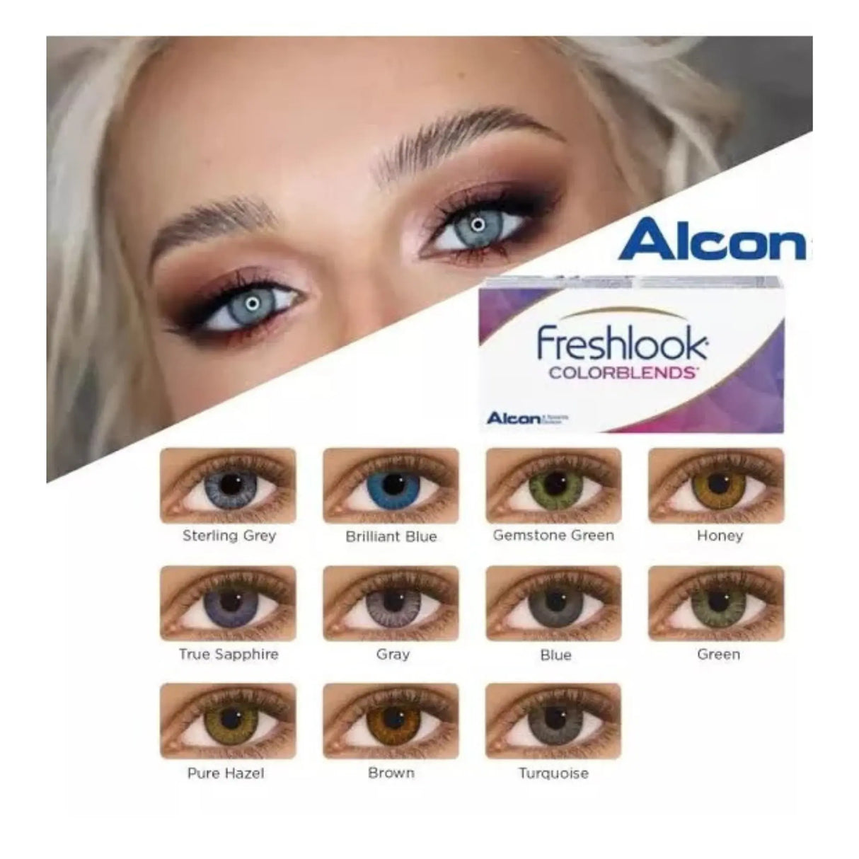 LENTE DE CONTACTO LCFL01 CON ALTA TRANSMISIBILIDAD DE OXÍGENO FRESHLOOK COLORBLENDS COLOR BLUE FRESHLOOK