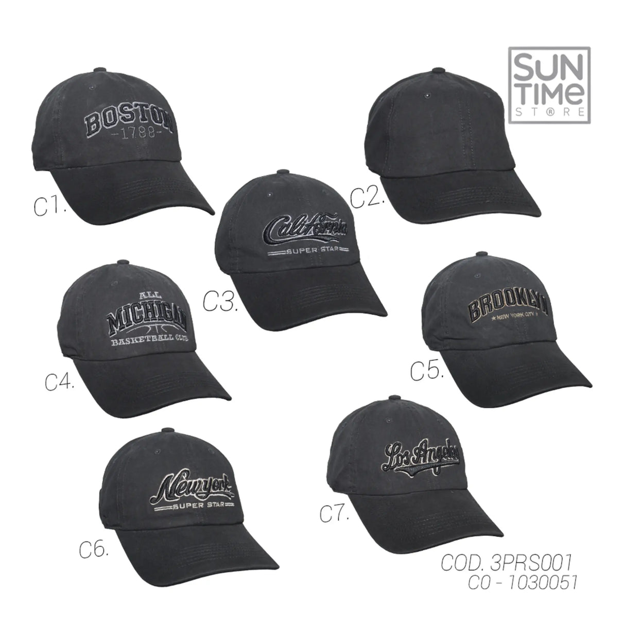 GORRA PRELAVADA UNISEX 3PRS001 SUNTIME NEGRO SPORT 1030051 SUNTIME