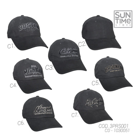 GORRA PRELAVADA UNISEX 3PRS001 SUNTIME NEGRO SPORT 1030051 SUNTIME
