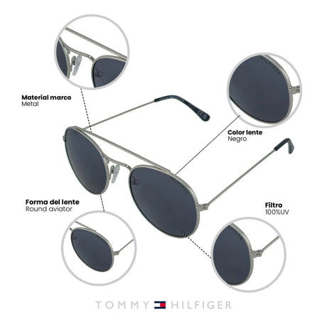 LENTES DE SOL UV400 UNISEX X64012 TOMMY HILFIGER	PLATEADO CLASICO 1030094 TOMMY HILFIGER