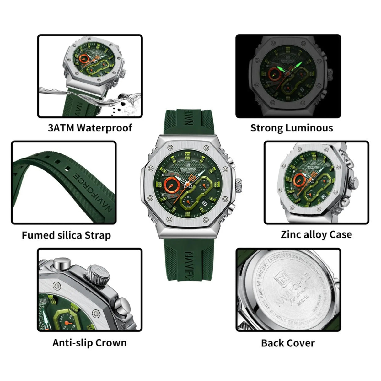 RELOJ ANALOGICO HOMBRE NF8035G NAVIFORCE VERDE CASUAL 1030894 NAVIFORCE