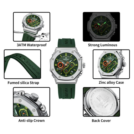 RELOJ ANALOGICO HOMBRE NF8035G NAVIFORCE VERDE CASUAL 1030894 NAVIFORCE