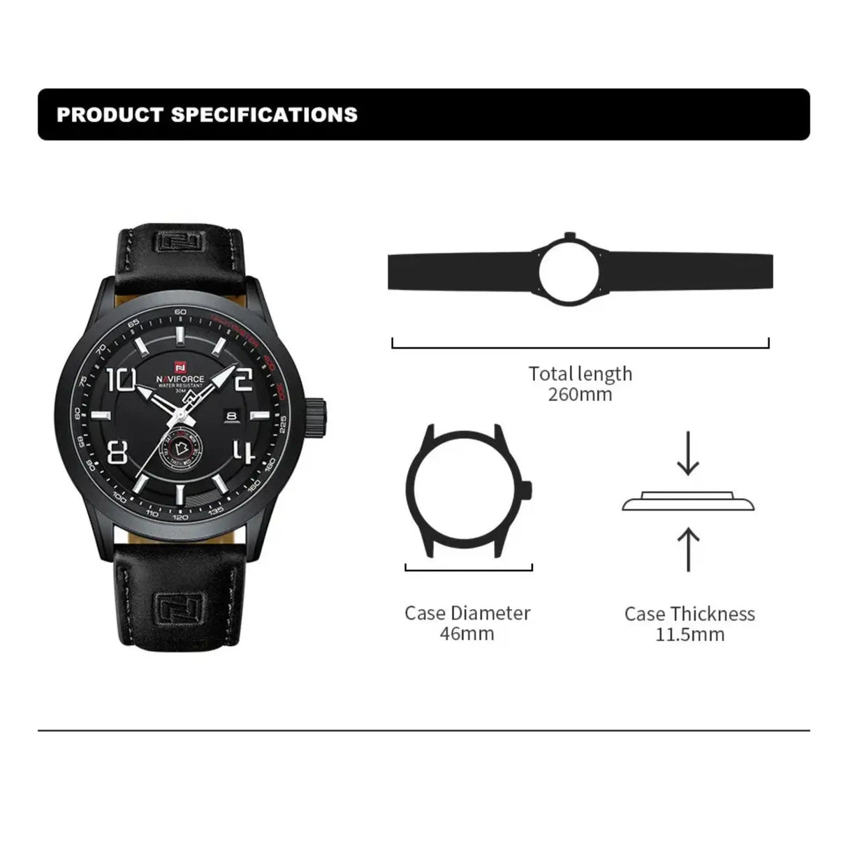 RELOJ ANALOGICO HOMBRE NF9229 NAVIFORCE NEGRO CASUAL 1030928 NAVIFORCE
