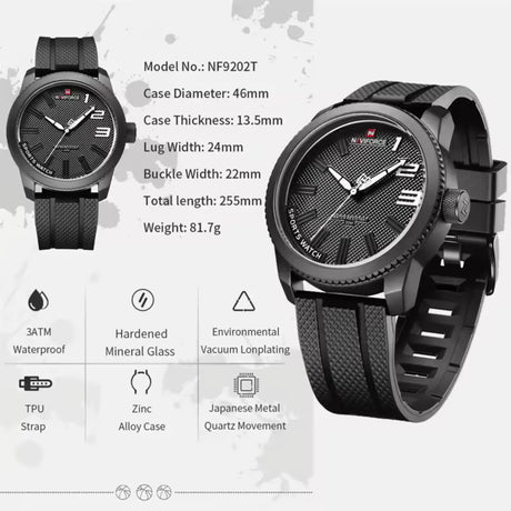 RELOJ ANALOGICO HOMBRE NF9202T NAVIFORCE NEGRO CASUAL 1030926 NAVIFORCE