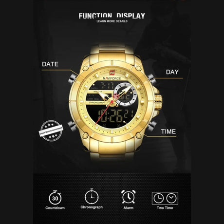 RELOJ ANALOGICO-DIGITAL HOMBRE NF9163 NAVIFORCE DORADO CLASICO 1030938 NAVIFORCE