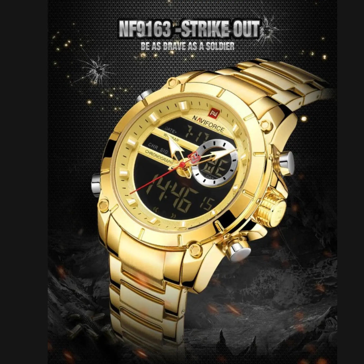 RELOJ ANALOGICO-DIGITAL HOMBRE NF9163 NAVIFORCE DORADO CLASICO 1030938 NAVIFORCE