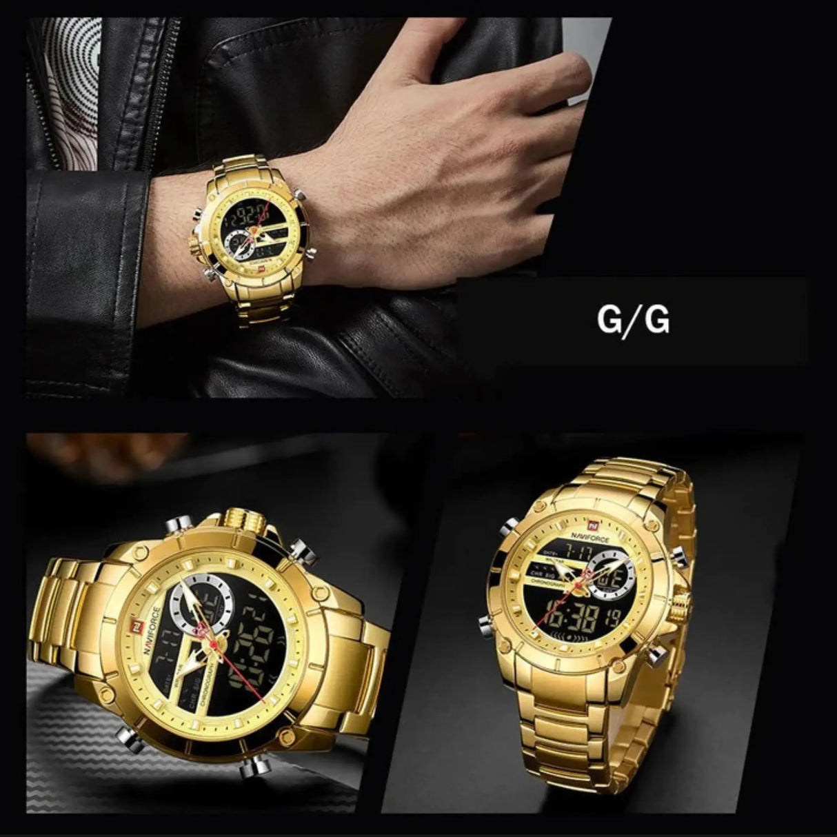 RELOJ ANALOGICO-DIGITAL HOMBRE NF9163 NAVIFORCE DORADO CLASICO 1030938 NAVIFORCE