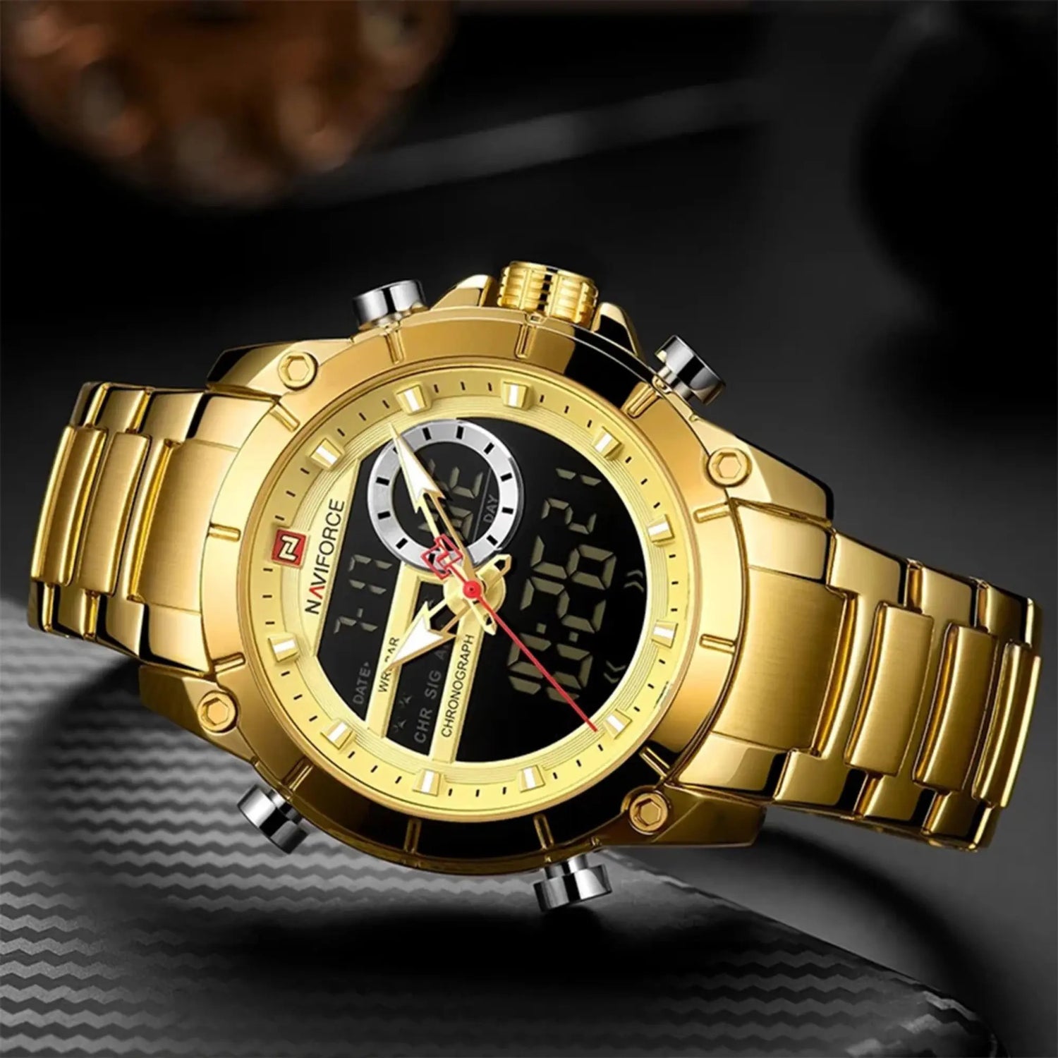RELOJ ANALOGICO-DIGITAL HOMBRE NF9163 NAVIFORCE DORADO CLASICO 1030938 NAVIFORCE