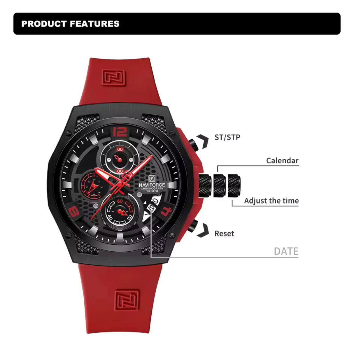 RELOJ ANALOGICO HOMBRE NF8051T NAVIFORCE CASUAL 1030901 NAVIFORCE