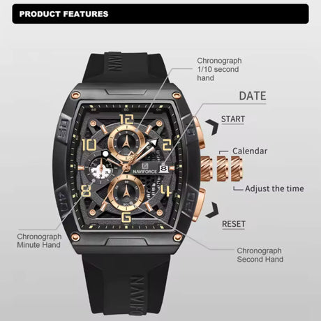 RELOJ ANALOGICO HOMBRE NF8052 NAVIFORCE NEGRO CASUAL 1030906 NAVIFORCE