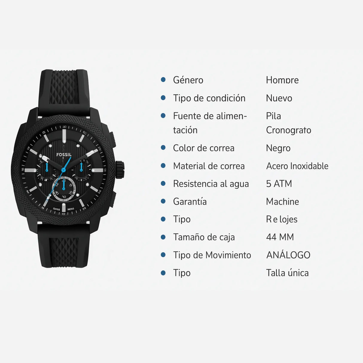 RELOJ ANALOGICO HOMBRE FS6099 FOSSIL	NEGRO CASUAL 1031035 - SUNTIMESTORE.COM