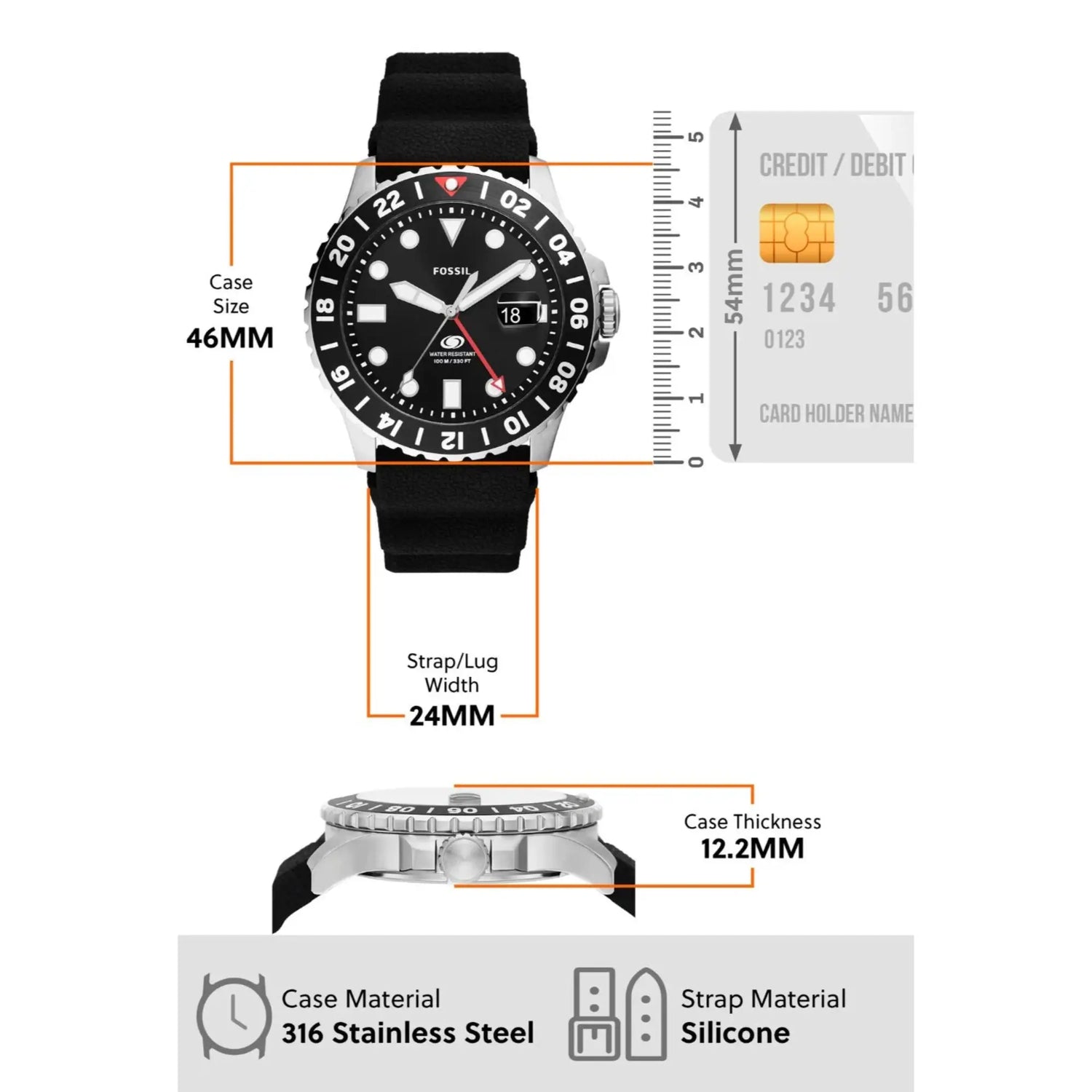 RELOJ ANALOGICO HOMBRE FS6036 FOSSIL	NEGRO CLASICO 1031022 FOSSIL