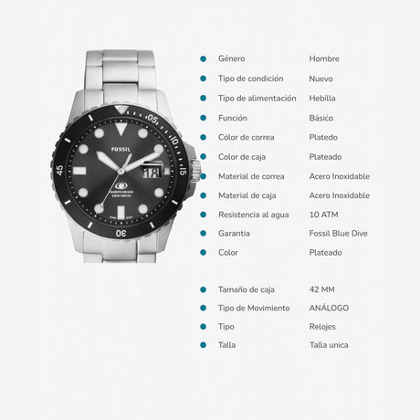 RELOJ ANALOGICO HOMBRE FS6032 FOSSIL	PLATEADO CLASICO 1031021 FOSSIL
