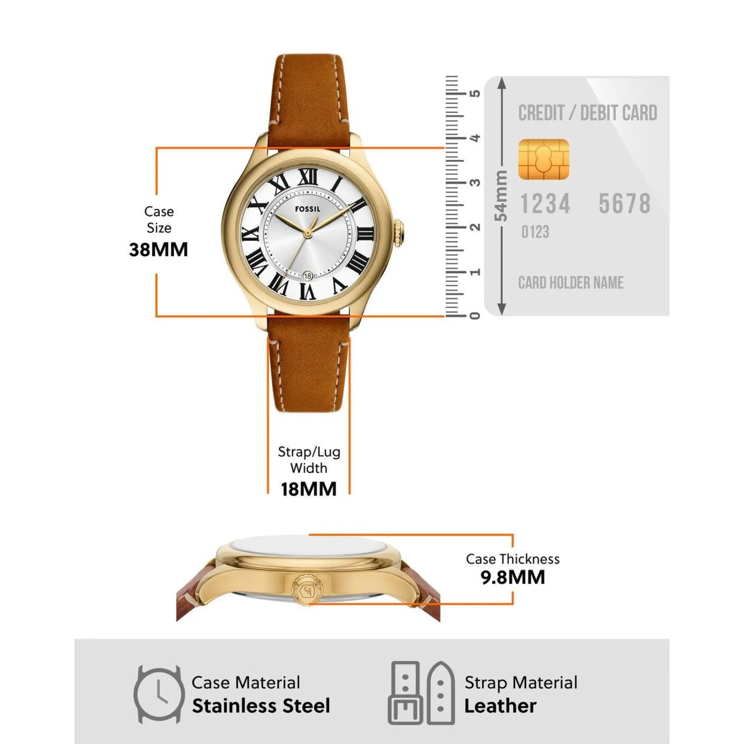 RELOJ ANALOGICO MUJER ES5397 FOSSIL MARRON CASUAL 1031016 FOSSIL