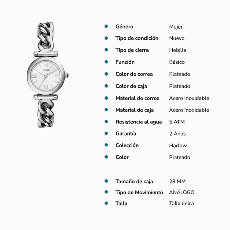 RELOJ ANALOGICO MUJER ES5331 FOSSIL PLATEADO CASUAL 1031012 - SUNTIMESTORE.COM