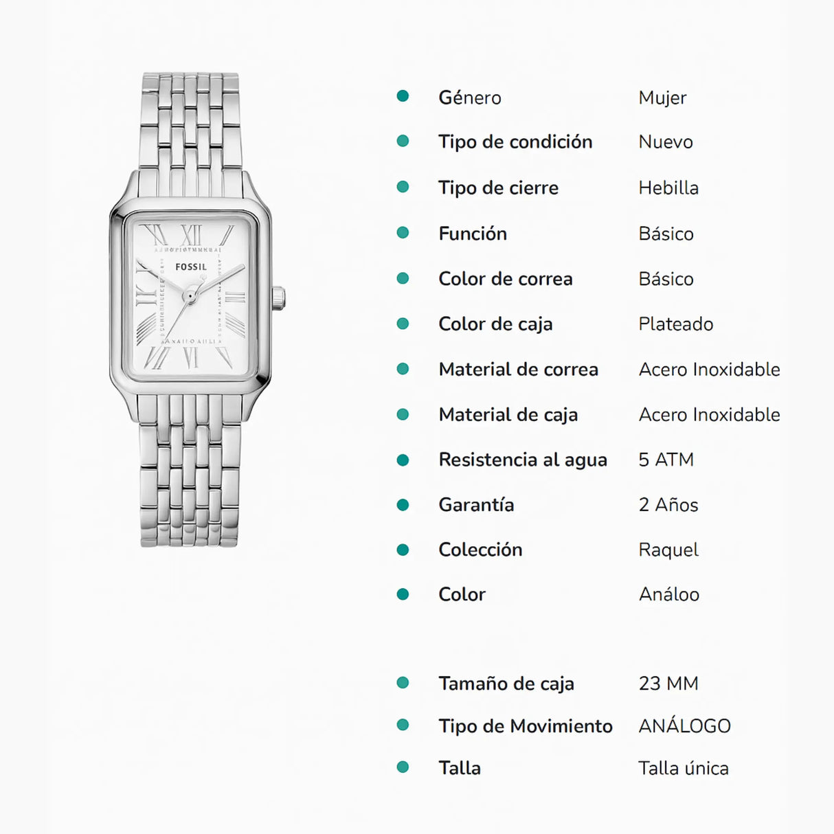 RELOJ ANALOGICO MUJER ES5221 FOSSIL PLATEADO CASUAL 1031008 FOSSIL