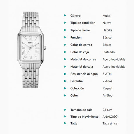 RELOJ ANALOGICO MUJER ES5221 FOSSIL PLATEADO CASUAL 1031008 FOSSIL