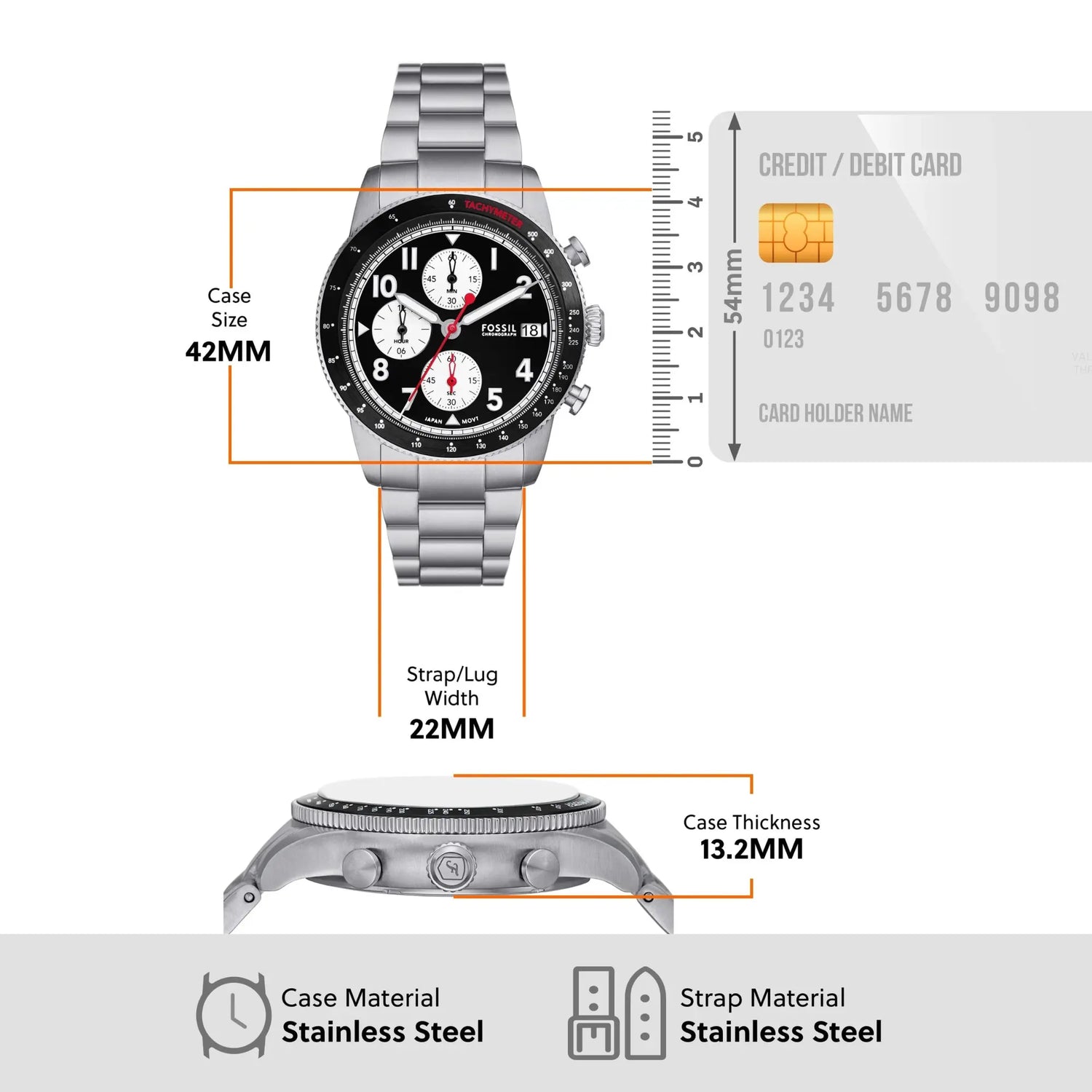 RELOJ ANALOGICO HOMBRE FS6045 FOSSIL	PLATEADO CLASICO 1031024 FOSSIL