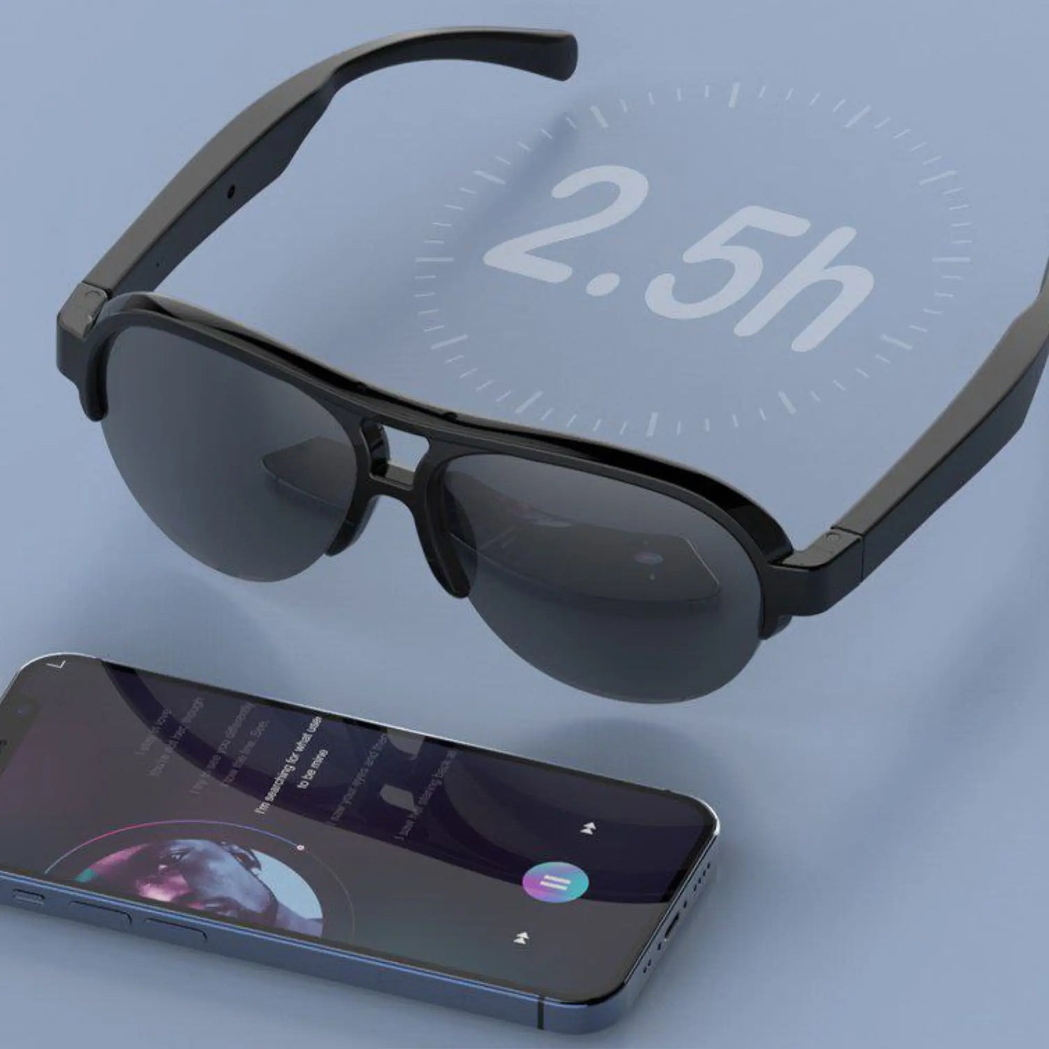 SMART GLASSES BLUETOOTH 5.3 LENTES DE SOL INTELIGENTE UV400 UNISEX F-08 SMART TIME - SUNTIMESTORE.COM