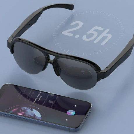 SMART GLASSES BLUETOOTH 5.3 LENTES DE SOL INTELIGENTE UV400 UNISEX F-08 SMART TIME - SUNTIMESTORE.COM
