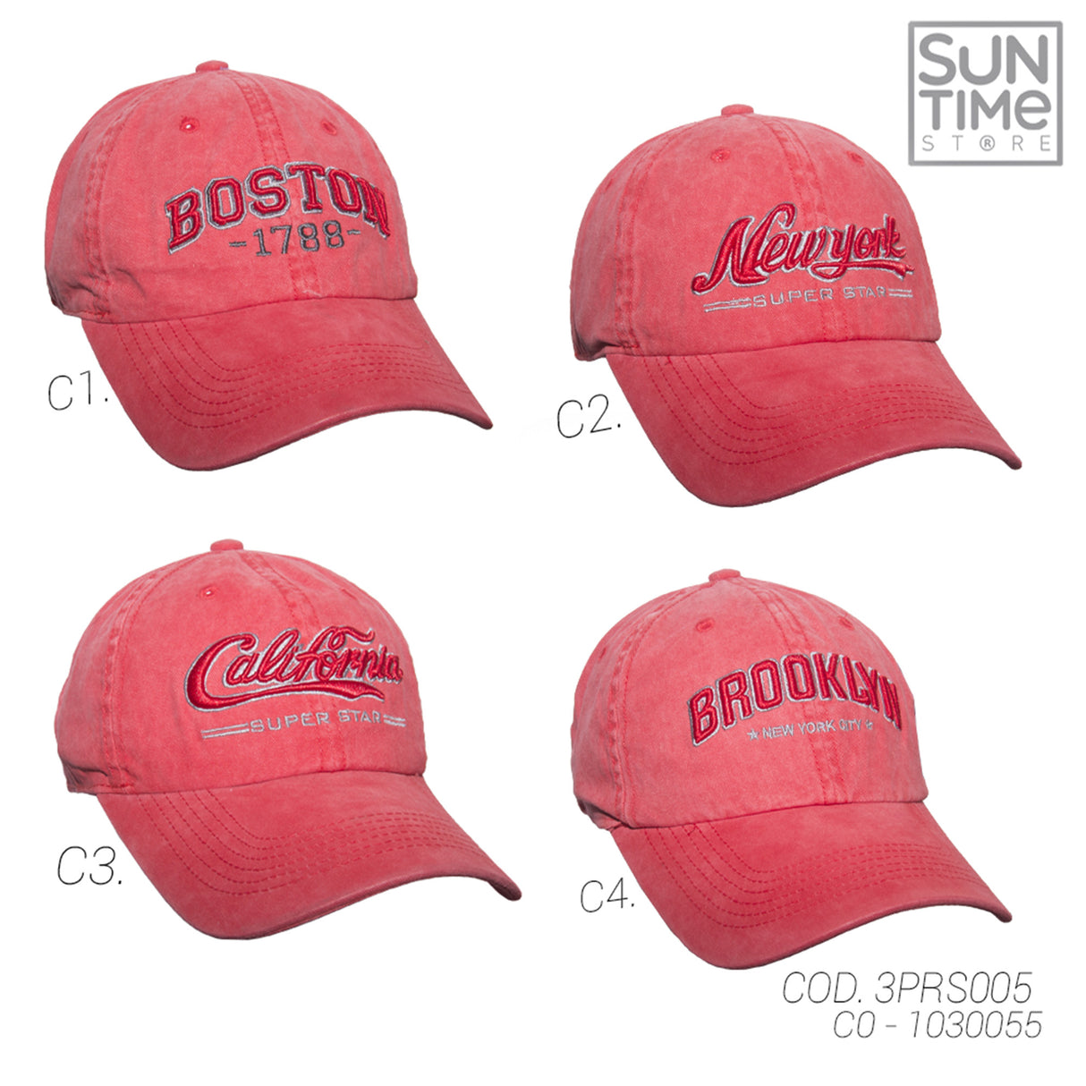 GORRA PRELAVADA UNISEX 3PRS005 SUNTIME ROJO SPORT 1030055