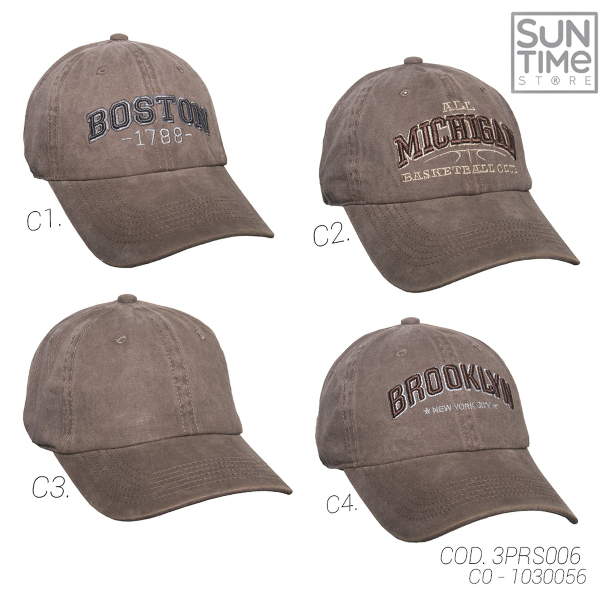 GORRA PRELAVADA UNISEX 3PRS006 SUNTIME MARRON SPORT 1030056