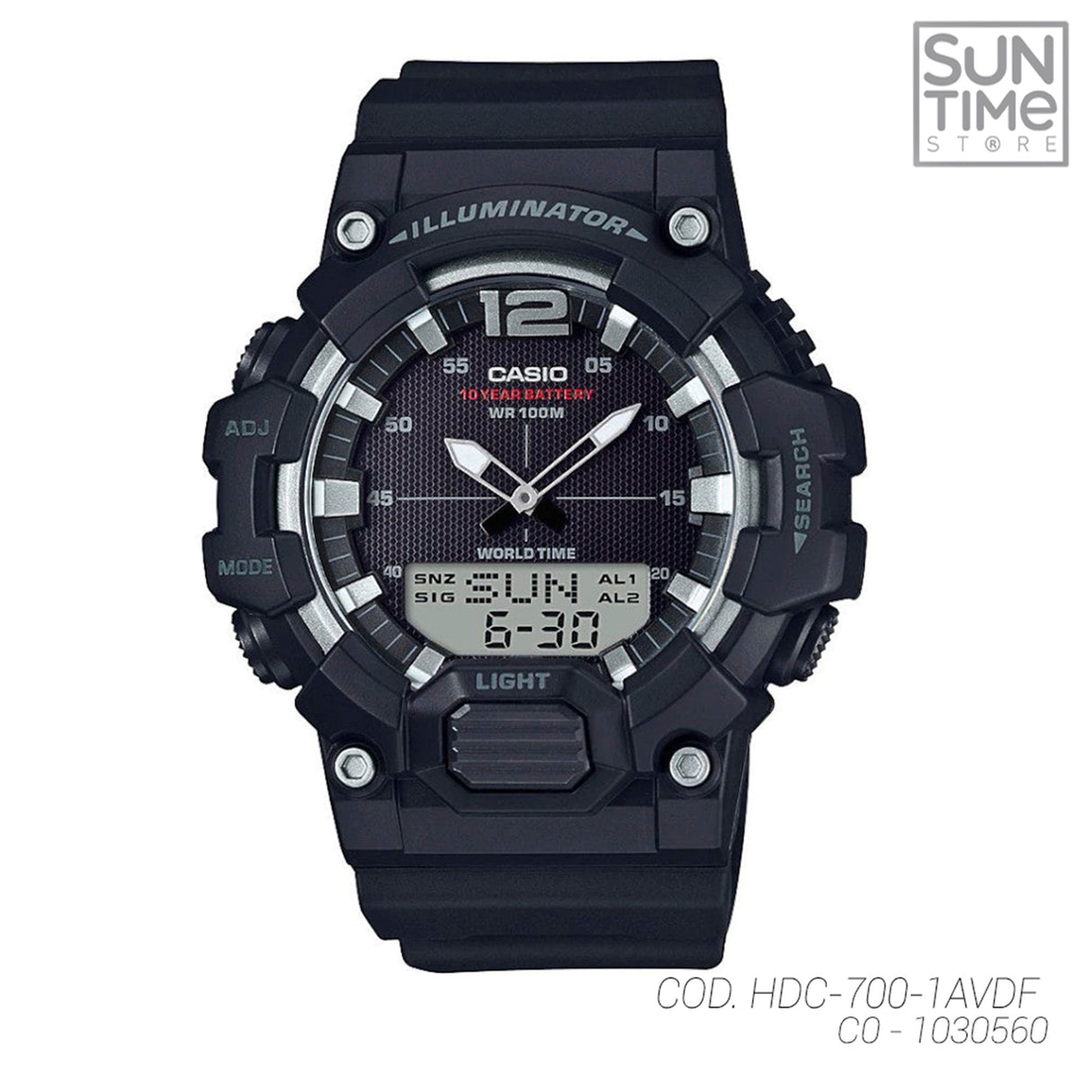 RELOJ ANALOGICO-DIGITAL HOMBRE HDC-700-1AVDF CASIO NEGRO SPORT 1030560