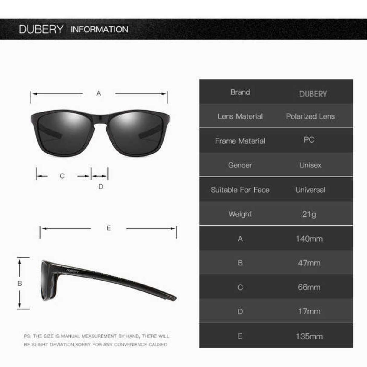 LENTES DE SOL POLARIZADA UNISEX D202 DUBERY - 1029135