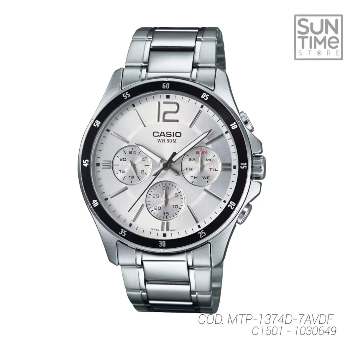 RELOJ ANALOGICO HOMBRE MTP-1374D-7AVDF CASIO PLATEADO CLASICO 1030649 CASIO
