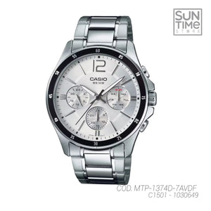 RELOJ ANALOGICO HOMBRE MTP-1374D-7AVDF CASIO PLATEADO CLASICO 1030649 CASIO