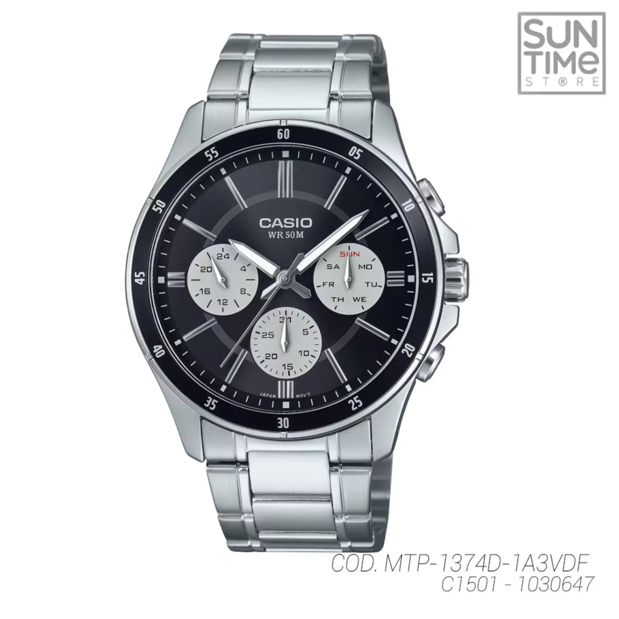 RELOJ ANALOGICO HOMBRE MTP-1374D-1A3VDF CASIO PLATEADO CLASICO 1030647 CASIO