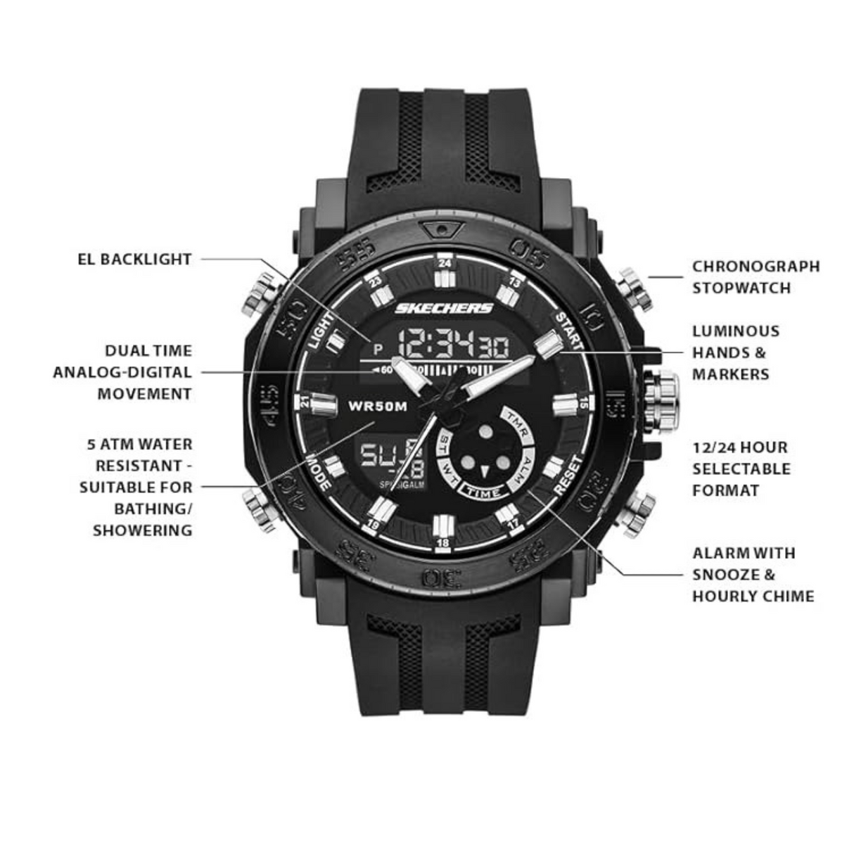 RELOJ ANALOGICO-DIGITAL HOMBRE SR5213 SKECHERS NEGRO SPORT 1030616