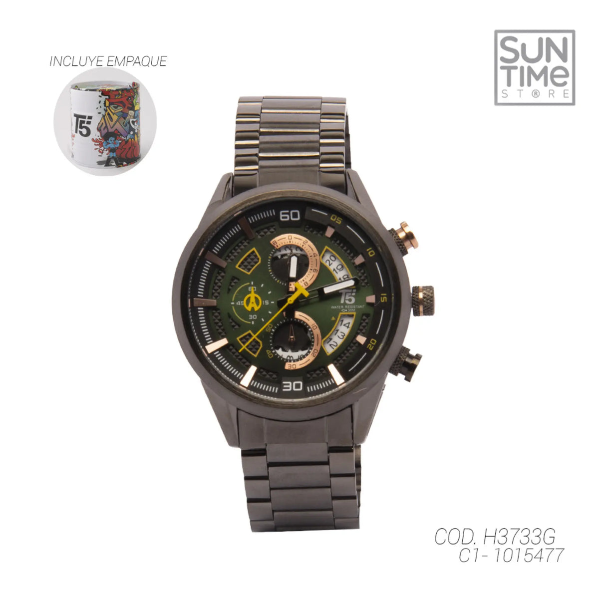RELOJ ACUATICO HOMBRE H3733G T5 ELEGANTE T5