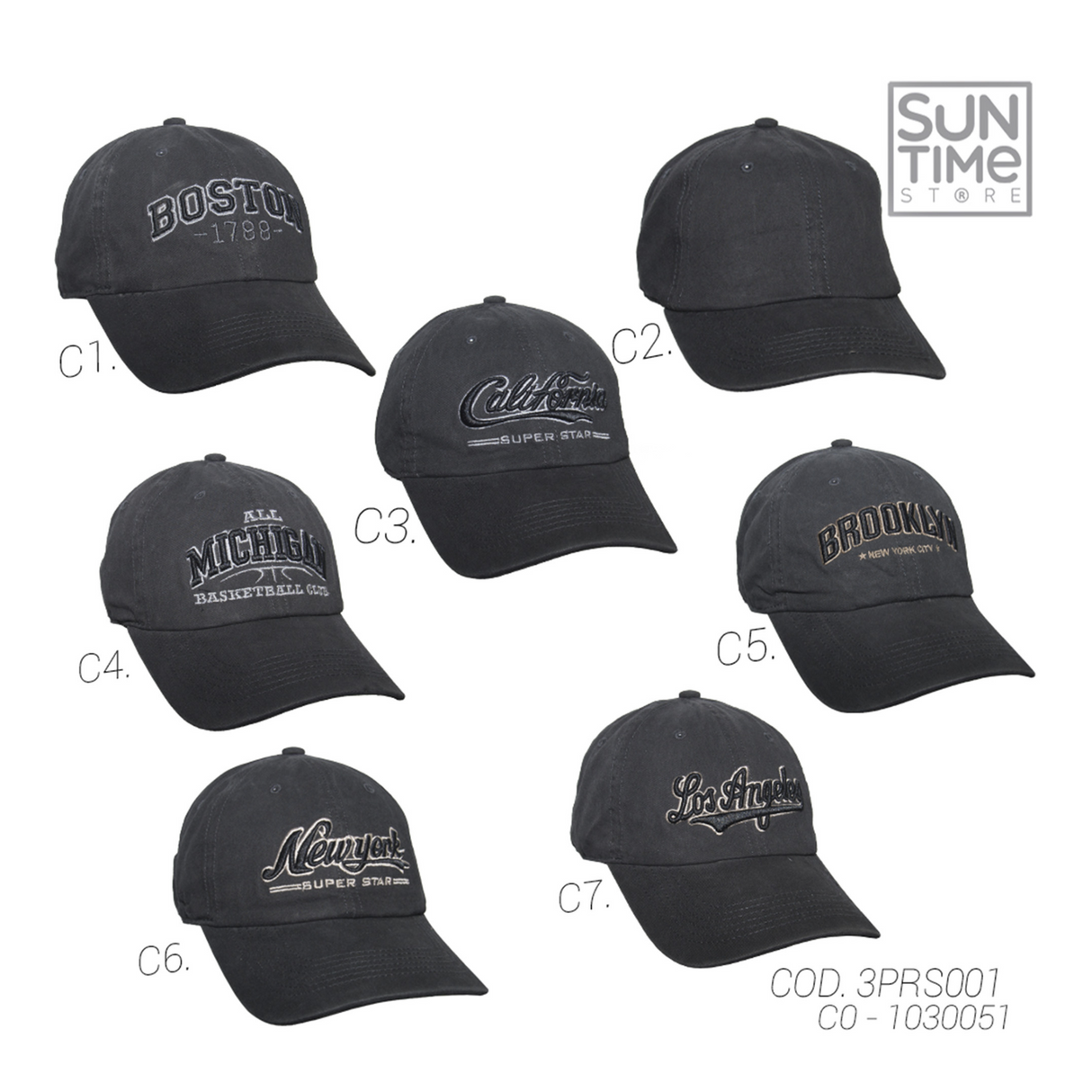 GORRA PRELAVADA UNISEX 3PRS001 SUNTIME NEGRO SPORT 1030051