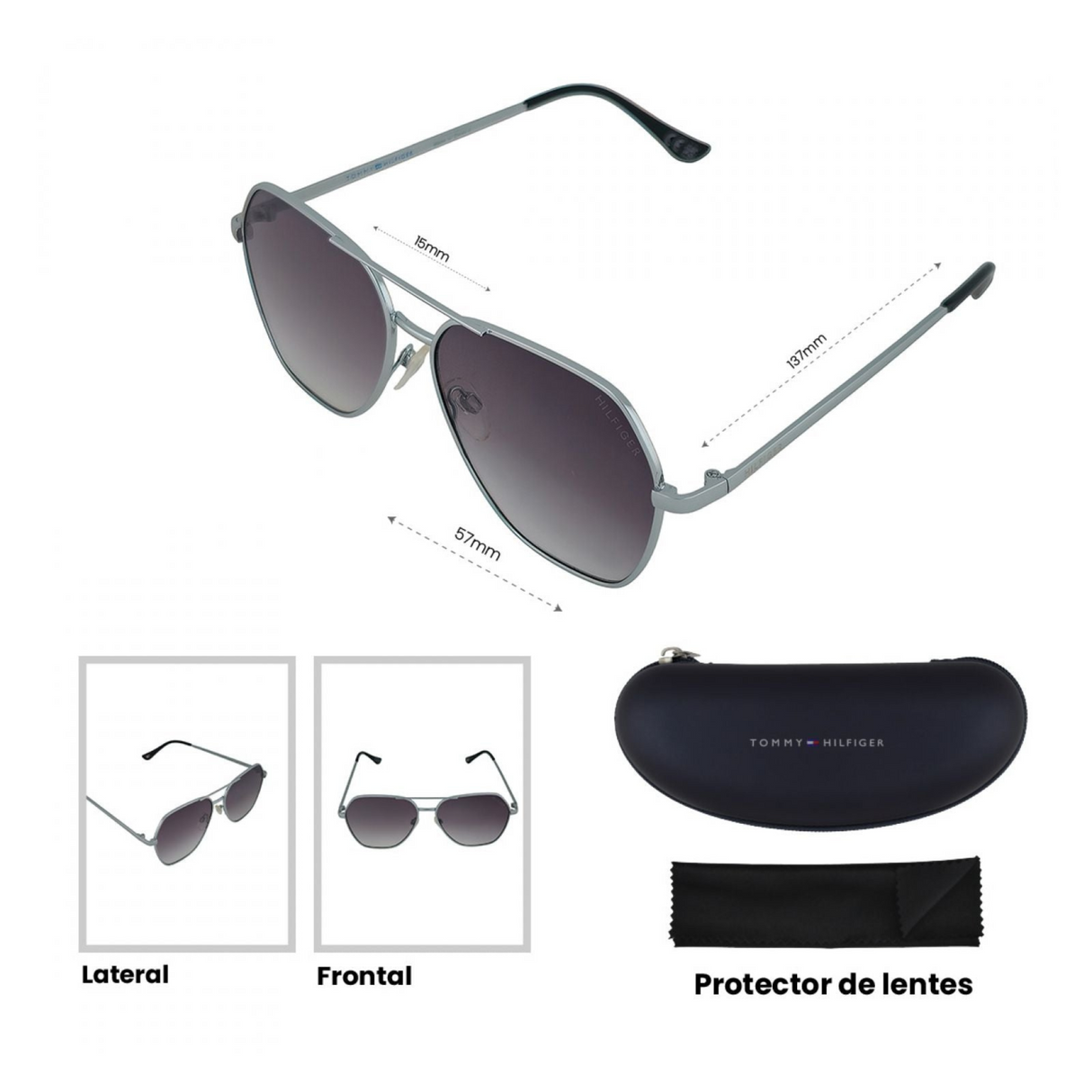 LENTES DE SOL UV400 UNISEX X60086 TOMMY HILFIGER	PLATEADO CLASICO 1030096