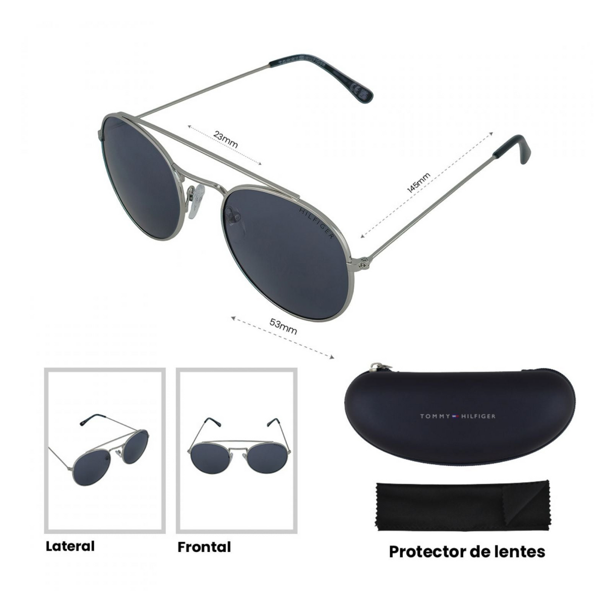 LENTES DE SOL UV400 UNISEX X64012 TOMMY HILFIGER	PLATEADO CLASICO 1030094