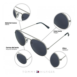 LENTES DE SOL UV400 UNISEX X64012 TOMMY HILFIGER	PLATEADO CLASICO 1030094