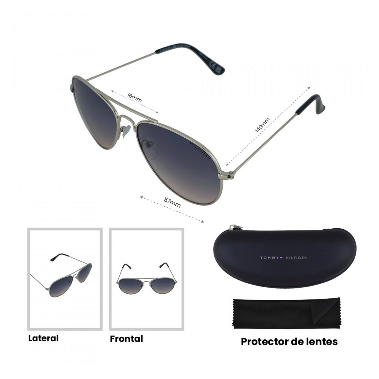 LENTES DE SOL UV400 MUJER X60064 TOMMY HILFIGER	PLATEADO CLASICO 1030093