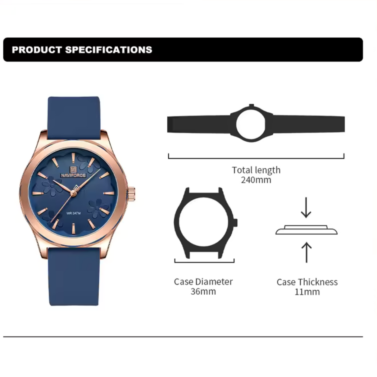 RELOJ ANALOGICO MUJER NF5051 NAVIFORCE AZUL CASUAL 1030872