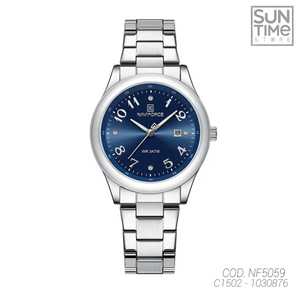RELOJ ANALOGICO MUJER NF5059 NAVIFORCE PLATEADO CLASICO 1030876