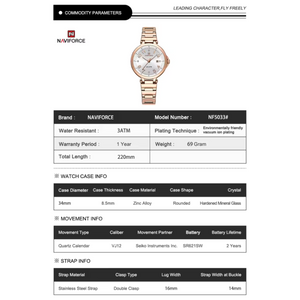 RELOJ ANALOGICO MUJER NF5059 NAVIFORCE PLATEADO CLASICO 1030876