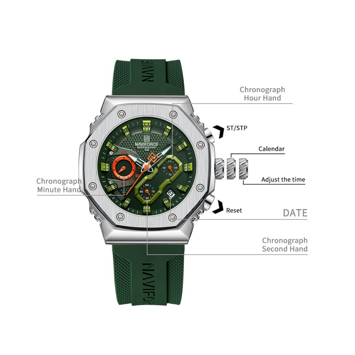 RELOJ ANALOGICO HOMBRE NF8035G NAVIFORCE VERDE CASUAL 1030894