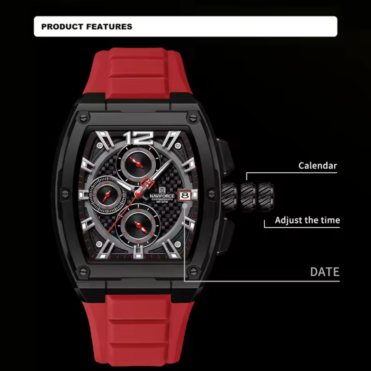 RELOJ ANALOGICO HOMBRE NF8050 NAVIFORCE ROJO CASUAL 1030900