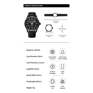 RELOJ ANALOGICO HOMBRE NF9229 NAVIFORCE NEGRO CASUAL 1030928