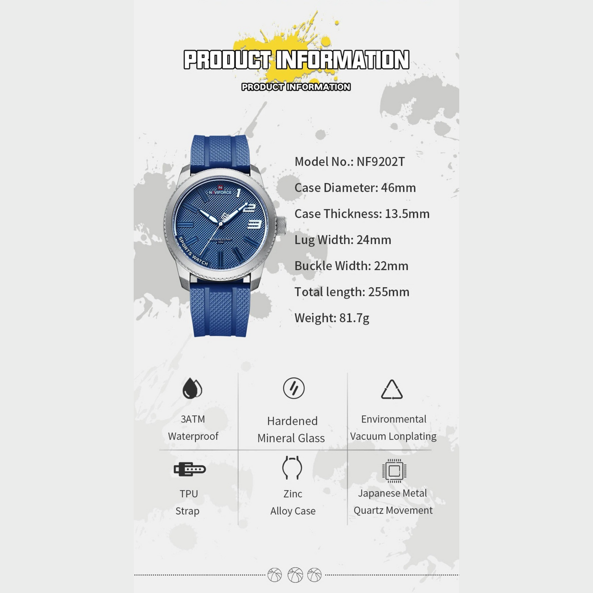 RELOJ ANALOGICO HOMBRE NF9202T NAVIFORCE AZUL CASUAL 1030925