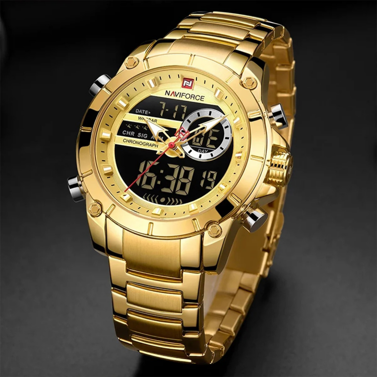 RELOJ ANALOGICO-DIGITAL HOMBRE NF9163 NAVIFORCE DORADO CLASICO 1030938