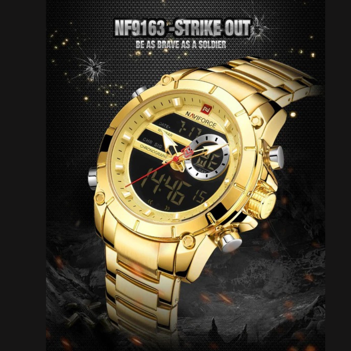 RELOJ ANALOGICO-DIGITAL HOMBRE NF9163 NAVIFORCE DORADO CLASICO 1030938